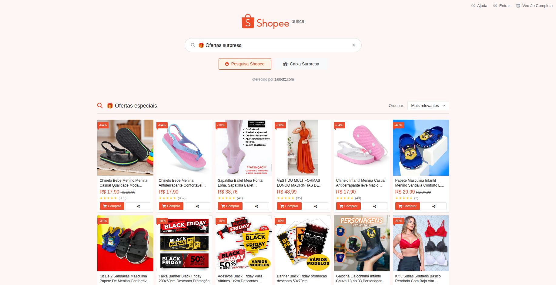 Ofertas surpresa
